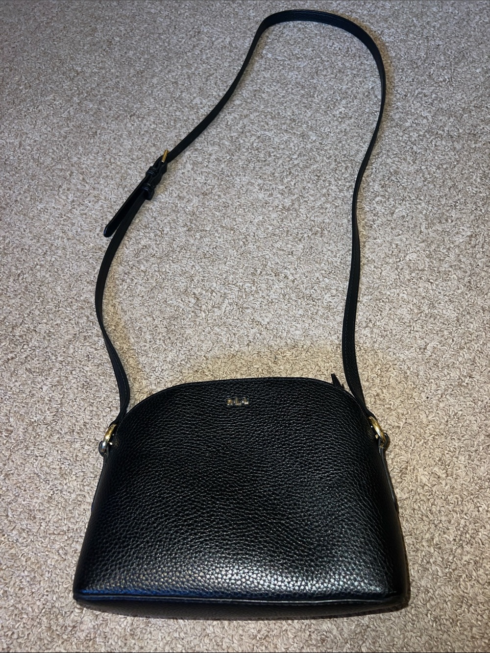 Lauren Ralph Lauren Black Pebbled Leather Crossbody Bag